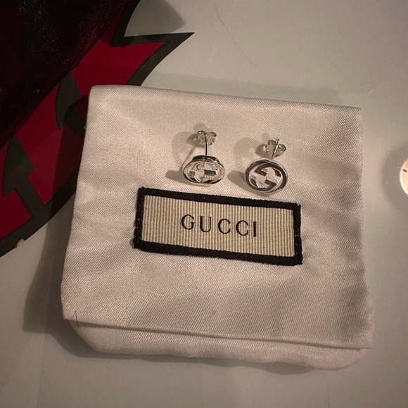 Gucci Silver Logo Stud Earrings - Picture 2 of 4